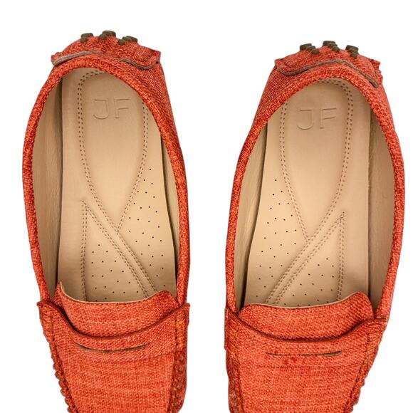 Just Fab Reese Orange Tweed Faux Leather Padded Maccosins Loafers Sz 11 Comfort - Picture 6 of 10